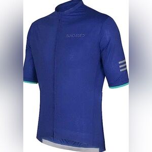 Cycle-Run Men's Regular Short Sleeve with 3 Rear Pockets, Blue Size Small